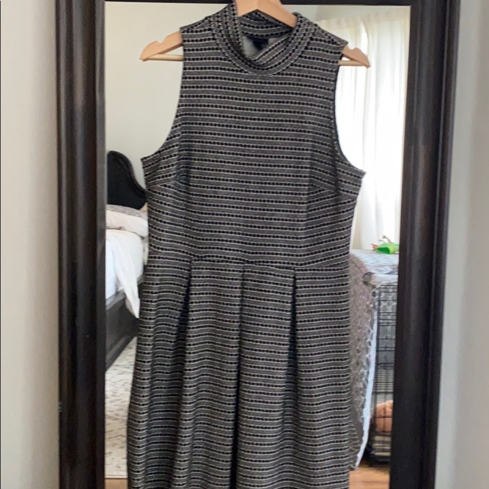 Black and white mock neck tank dress